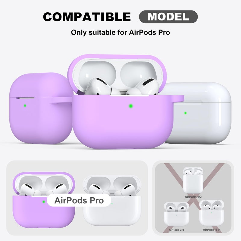 R-fun for AirPods Pro 2nd/1st Generation Case with Cleaner Kit,Soft Silicone Protective Case Cover for Apple AirPod Pro 2/1 for Women Men,AirPods Pro Case Accessories with Keychain,Lavender - Image 4